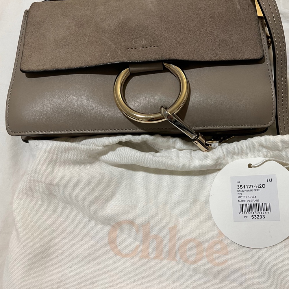 Chloe Small Faye motty grey suede purse